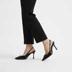 FEMUREA | Women’s Black Pointed-Toe Slingback Heels