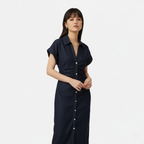 FEMUREA | Women’s Denim Midi Dress – Button-Up Tailored Fit