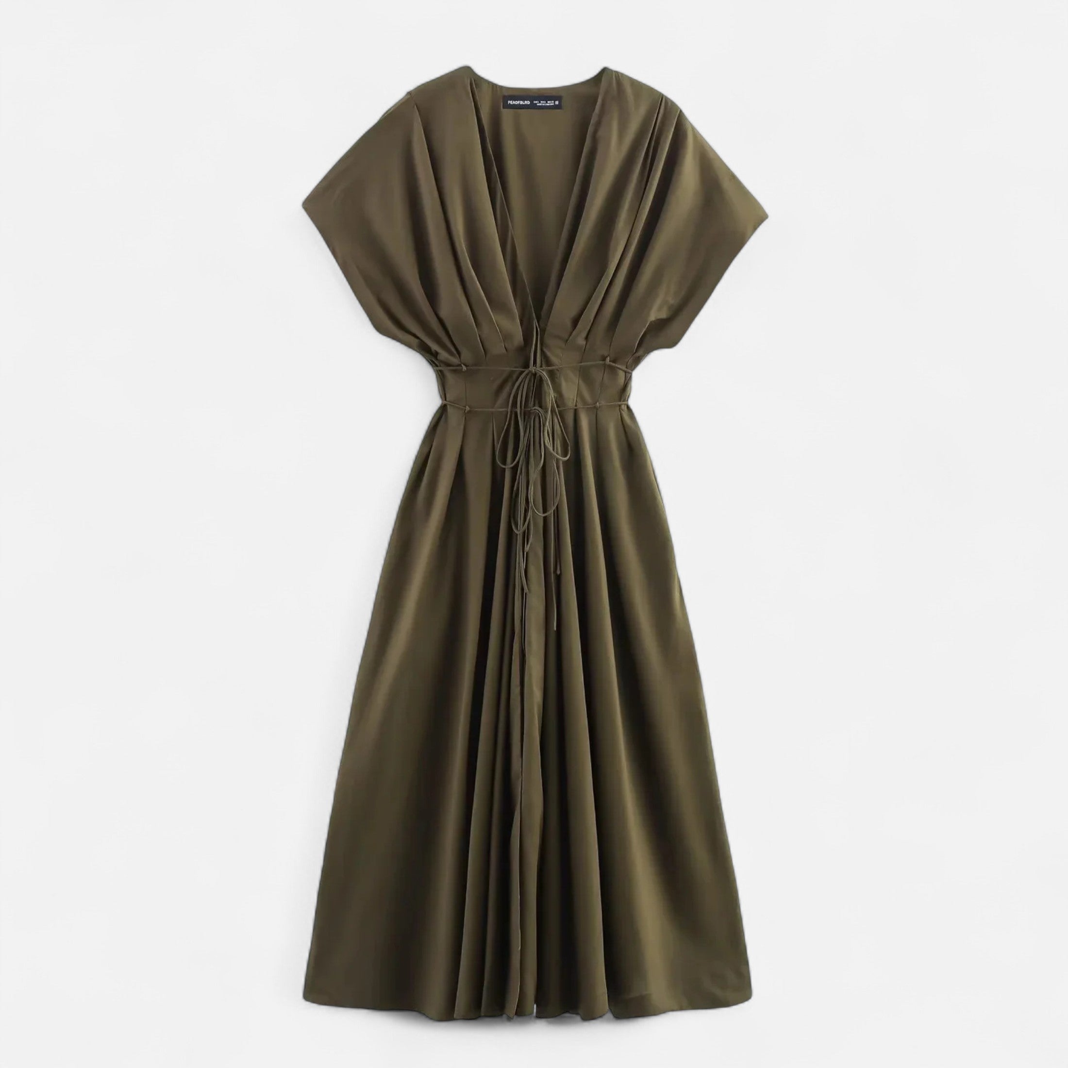 FEMUREA | Women’s V-Neck Midi Dress – Draped Wrap Silhouette