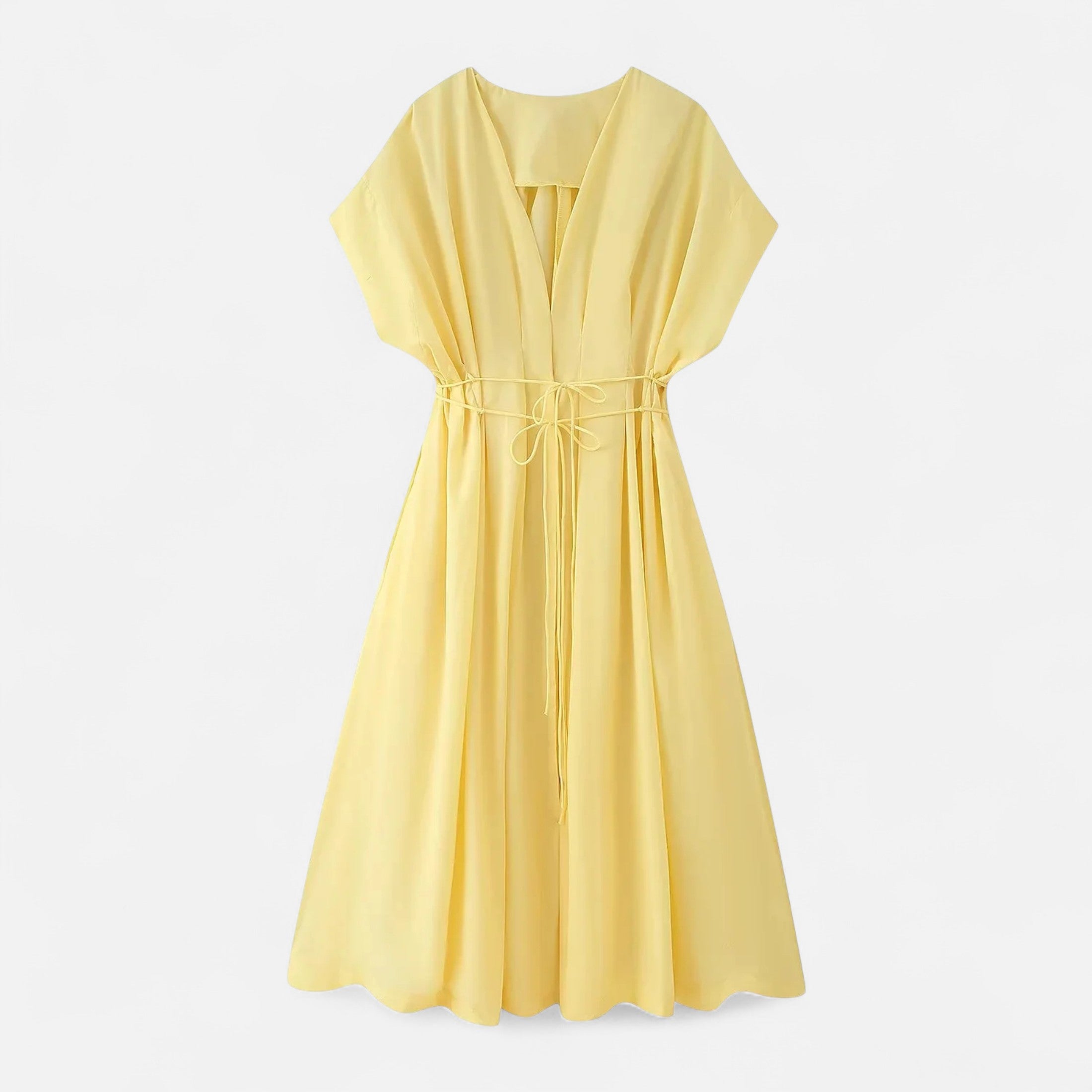 FEMUREA | Women’s V-Neck Midi Dress – Draped Wrap Silhouette