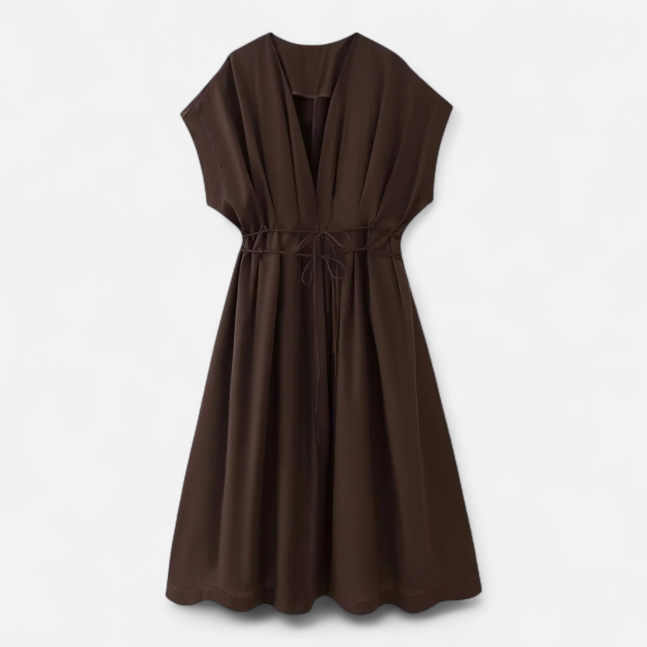 FEMUREA | Women’s V-Neck Midi Dress – Draped Wrap Silhouette