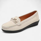 FEMUREA | Women’s Suede Loafers – Classic Buckle Design